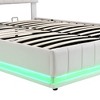 Lift Up Storage Bed Frame with Charging Station & Led Lights, Upholstered Platform Bed with Headboard, Hydraulic Lift System - 4 of 4