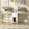 Vynxaria 79-Inch Two Person Computer Desk with Drawers & Storage Shelves, Double Workstation with Hooks for Home Office - 4 of 4