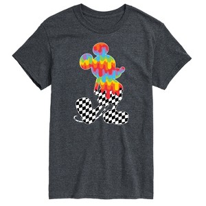 Men's - Disney - Mickey Checkered and Rainbow Silhouette Short Sleeve Graphic T-Shirt - 1 of 4