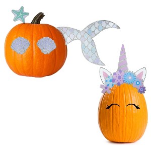 Decorae Halloween Pumpkin Kit Sets Unicorn and Mermaid Theme; 13 Metal Accessories for Halloween Fall Face Decorating - 1 of 4