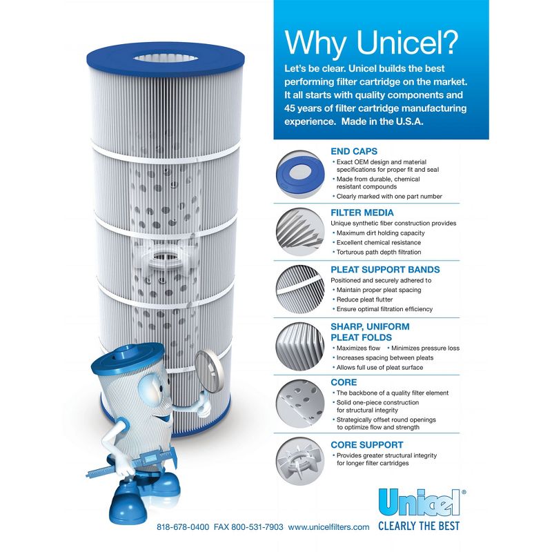 Unicel C-7490 137 Square Foot Media Replacement Pool Filter Cartridge with 176 Pleats, Compatible with Hayward Pool Products, 5 of 7