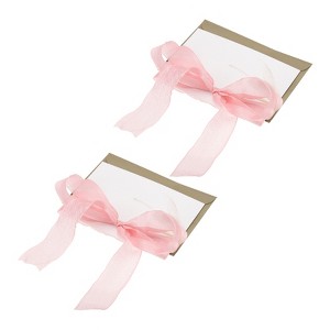 Unique Bargains His and Her Wedding Vows Books Ribbon Card 6.7x4.7 Inch 2 Pcs - 1 of 4