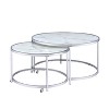 Rayne Nesting Cocktail Table White - Steve Silver Co.: Chrome Frame, Faux Marble Top, 2-Piece Set - 3 of 4