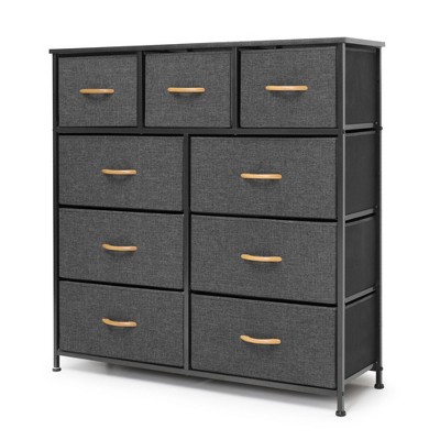 Pellebant Home Extra Wide Closet Dresser Storage Tower Organizer Unit 9 Drawers Dresser for Bedroom Clothes with Steel Frame Wood Top