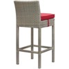 Modway Conduit Bar Stool Outdoor Patio Wicker Rattan Set of 2 - Light Gray Red - 4 of 4