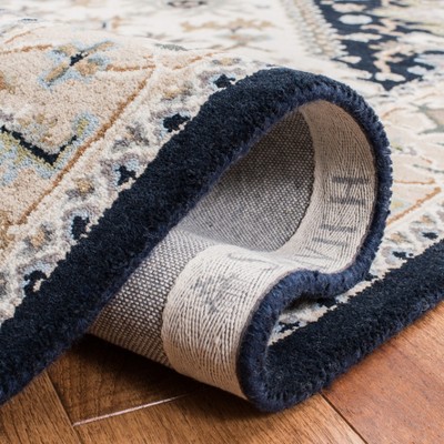 Beige and Navy Hand-Tufted Wool Rectangular Area Rug