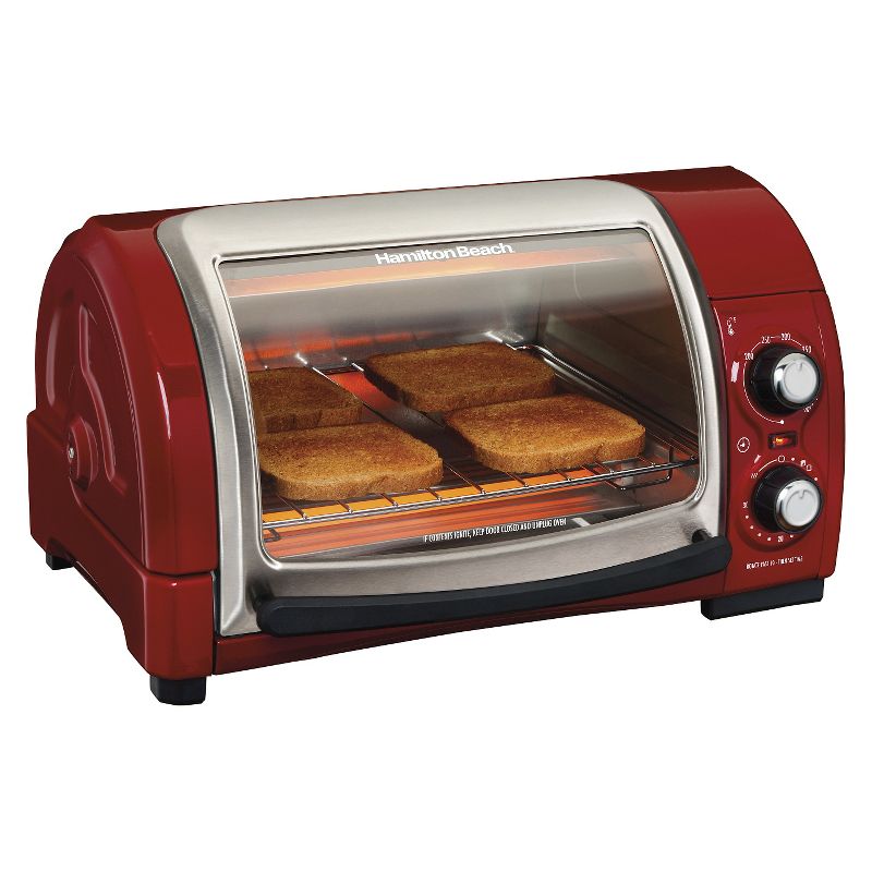 Hamilton Beach Easy Reach 4 Slice Toaster Oven - Candy Apple Red 31337, 1 of 5