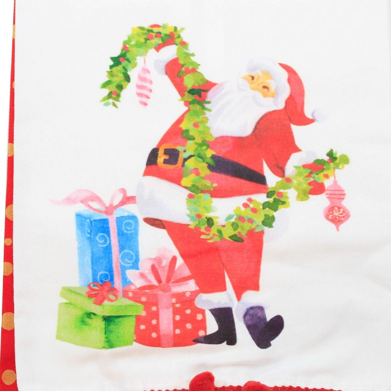28.0 Inch Glam Santa With Ornaments Kitchen 100% Cotton Clean Up Kitchen Towel, 2 of 4