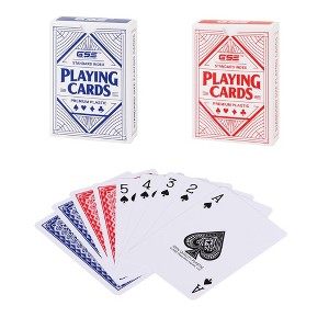 GSE 2-Deck Waterproof Plastic Playing Cards, Standard Index Poker Size, Washable Cards  (Blue & Red) - 1 of 4