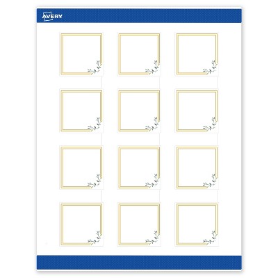 Avery 2" x 2" Labels, Gold Double Border with Florals, 120 ct