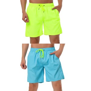 Lars Amadeus Men's Solid Color Drawstring Swimming Pool Beach Board Shorts 2 Packs - 1 of 4