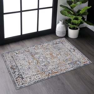 2'x3' Ivory/Grey Traditional Area Rug ¨C Non-Shedding, Stain-Resistant Accent Rug for Living Room, Bedroom & Entryway - Nertpow - 1 of 4