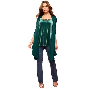 Roaman's Plus Size Lightweight Handkerchief Hem Cardigan Sweater - 1 of 4