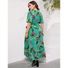 Clearlove Women's Spring and Summer Plus Size Floral V Neck Short Sleeve A Line Long Dress - 4 of 4