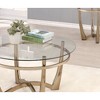 Round Clear Glass Coffee Table with Champagne-Finished Base for Modern Living or Office - 3 of 4