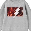 The Flash Movie Flash Monochrome Red With Bolt Youth Athletic Heather Gray Long Sleeve Shirt - 2 of 2