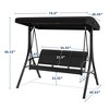 3 Seater Outdoor Swing Chair With Adjustable Canopy, Paito Swing Chair for Porch, Convertible Canopy Hanging Swings Glider Lounge Chairs - 3 of 4