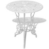 vidaXL Patio Bistro Set – 3-Piece Outdoor Dining Set with Round Table and 2 Chairs, Cast Aluminum Top, Iron Legs, Delicate Floral Pattern, White - 2 of 4