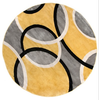 World Rug Gallery Modern Abstract Circles Yellow 6'6