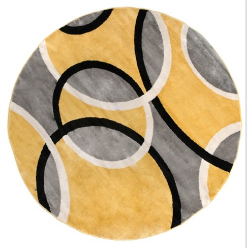World Rug Gallery Modern Abstract Circles Yellow 6'6