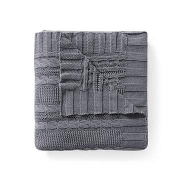 50"x70" Home Dublin Cable Knit Throw Blanket Gray - VCNY