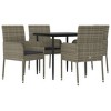 vidaXL Patio Dining Set Outdoor Rattan Wicker Table and Chair Set for Porch - Gray 31.5" Table Length 4 Items - 3 of 4