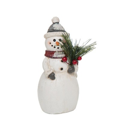 Transpac Resin 6 in. White Christmas Traditional Snowman Figurine