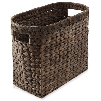 Espresso Oval Seagrass Magazine Holder Basket with Handles