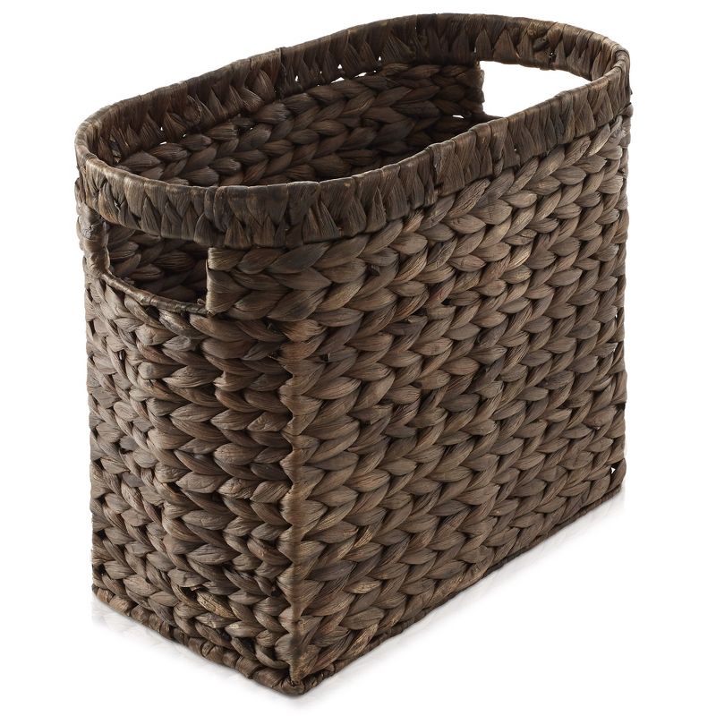 Casafield Magazine Holder Basket with Handles - Oval Water Hyacinth Storage Bin for Bathroom, Home Office, 3 of 8