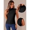 Allegra K Women's Mock Neck Summer Knit Ribbed Sleeveless Blouse - 2 of 4