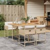 vidaXL 5 Piece Patio Dining Set - PE Rattan and Acacia Wood Table, Cushioned Chairs, Weather-Resistant, Beige and Brown, for Garden and Patio - 2 of 4