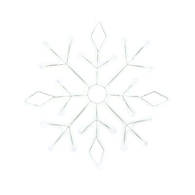 Gerson International 23 Inch High  Electric LED Cool White Neon Lit Hanging Snow Flake with Outdoor Adaptor