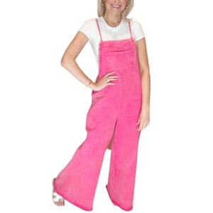 Women's Washed Denim Overalls - Peach Love - 1 of 2