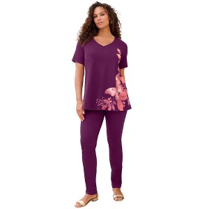 Roaman's Women's Plus Size Ultimate Short Sleeve Swing Tee - 1 of 4