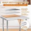 36"x24" Stainless Steel Prep Table, Stainless Steel Workbench, 662 lbs Load Capacity, 3-Stage Adjustable Shelf, with Hook, Arc Corner Edge - 2 of 4