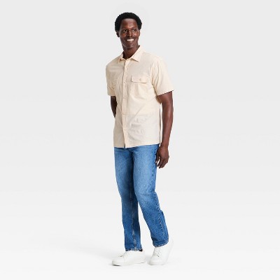 Мужские рубашки Goodfellow & Co Men's Vintage Short Sleeve Button-Down Shirt - Goodfellow & Co™ Cream L — фото 3