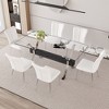 NicBex Dining Table Set for 6 Elegant Tempered Glass Rectangular Table with 6 PU Chairs for Kitchen - 4 of 4