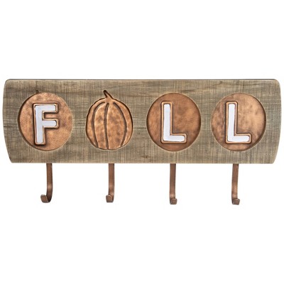 Northlight Pumpkin "Fall" Wooden Wall Hook - 20" - Brown