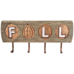 Northlight Pumpkin "Fall" Wooden Wall Hook - 20" - Brown - 1 of 4