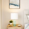 Hastings Home Blue Glass Open Base Table Lamp With LED Bulb and Modern Shade for Coastal, Nautical, and Rustic Cottage Styles - 4 of 4