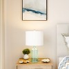 Hastings Home Blue Glass Open Base Table Lamp With LED Bulb and Modern Shade for Coastal, Nautical, and Rustic Cottage Styles - image 4 of 4