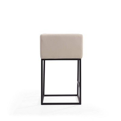 Cream Faux Leather and Metal Counter Height Barstool
