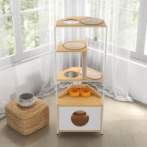 JUJABU Corner Cat Tower Cat Tree with Scratching Post - 1 of 4