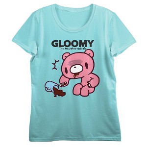 Gloomy Bear Spilled Coffee Crew Neck Short Sleeve Mint Women's T-shirt - 1 of 2