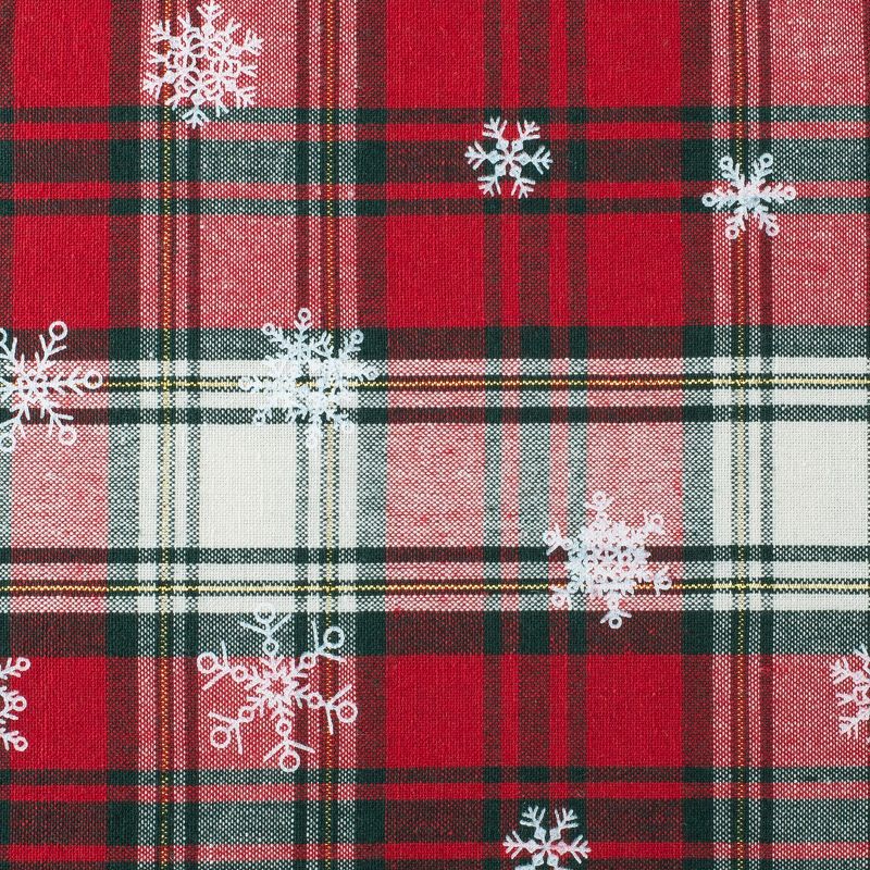 KOVOT Tablecloth Winter White Snowflakes on Green and Red Plaid 100% Cotton Table Cover for Christmas, Winter & Holiday's, 2 of 7