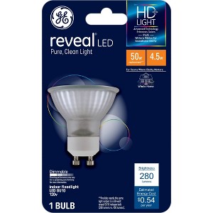 GE 50W Reveal PAR16 LED Light Bulb: GU10 Base, Dimmable, 400 Lumens, 2700K, 5W, 22.8-Year Life, Suitable for Damp Locations - 1 of 4