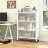 Tangkula 4-Tier Kitchen Bakers Rack Microwave Stand w/ Flip Doors Universal Wheels White - 3 of 4