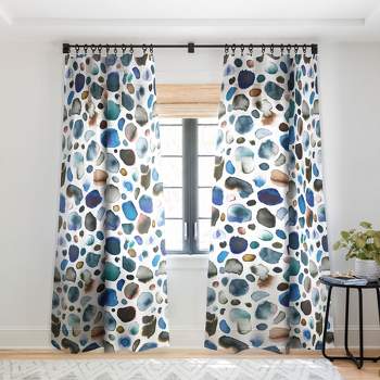 Ninola Design Watercolor Stains Blue Gold Single Panel Sheer Window Curtain - Deny Designs