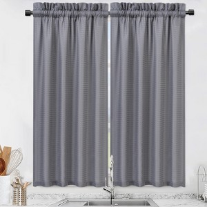 Waffle Weave Waterproof Small Curtain - Decorative Window Cover. Water-Resistant, Easy to Clean & Ideal for Kitchen, Bathroom, RV or Small Spaces - 1 of 4