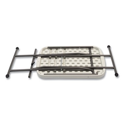 Adjustable White and Dark Gray Folding Table with Metal Legs